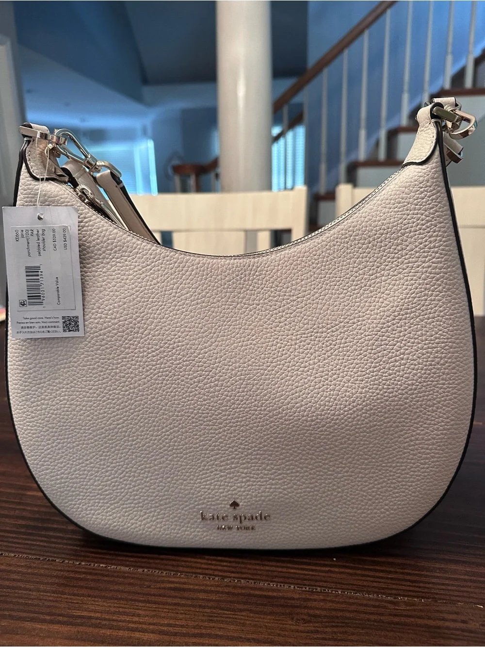 kate spade Pebbled Leather Crescent Shoulder Bag in Light Pink